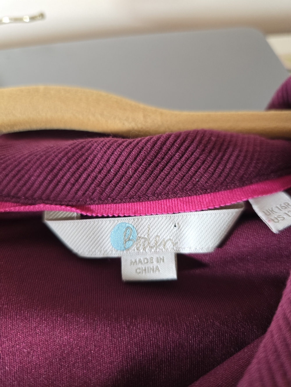 BODEN Maroon Ribbed Scoop Neck 3/4 Sleeve Lined Midi Dress. Ladies 16R - Picture 12 of 13